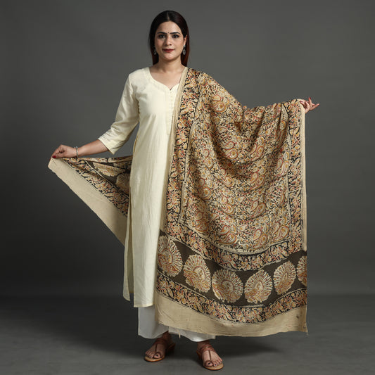 Brown - Kalamkari Block Printed Cotton Dupatta 134