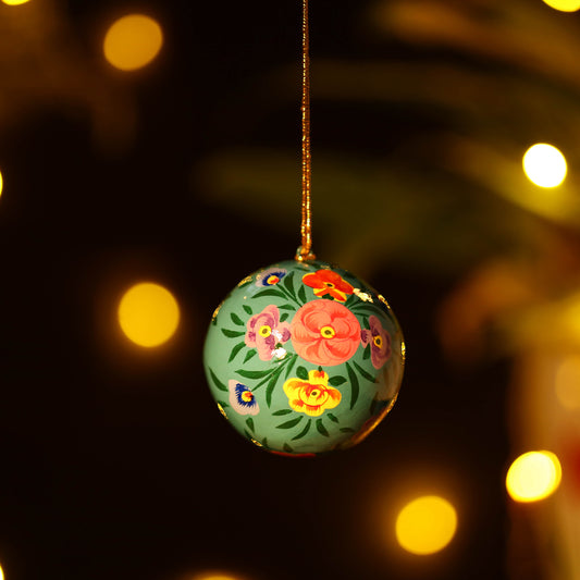 Ball - Kashmir Handpainted Papier Mache Christmas Ornament (3 Inches)
