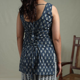 Sanganeri Hand Block Print Cotton Short Kurta with Farshi Salwar Set for women 10