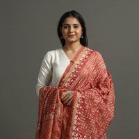 Maroon - Block Printed Chanderi Silk Bagru Dupatta 48