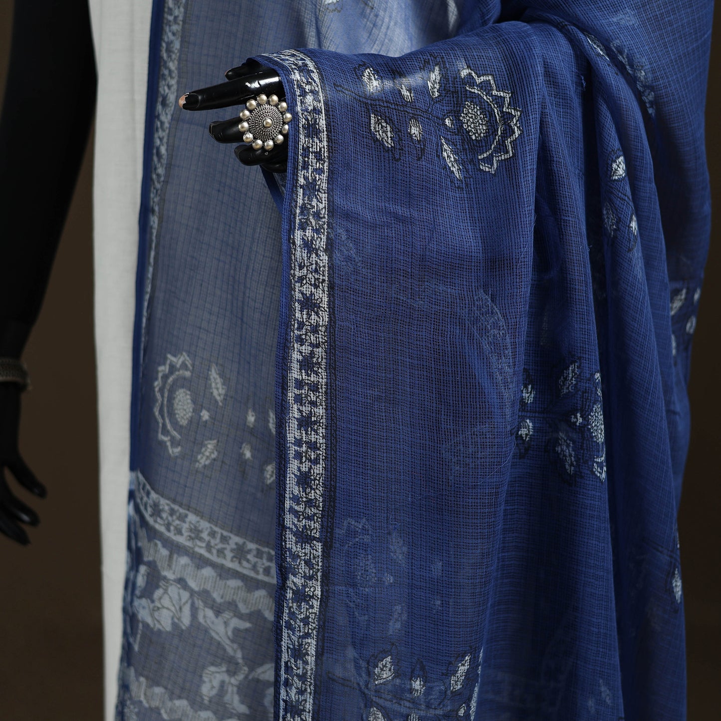 Akola Hand Block Print Natural Dyed Kota Doria Cotton Dupatta 31