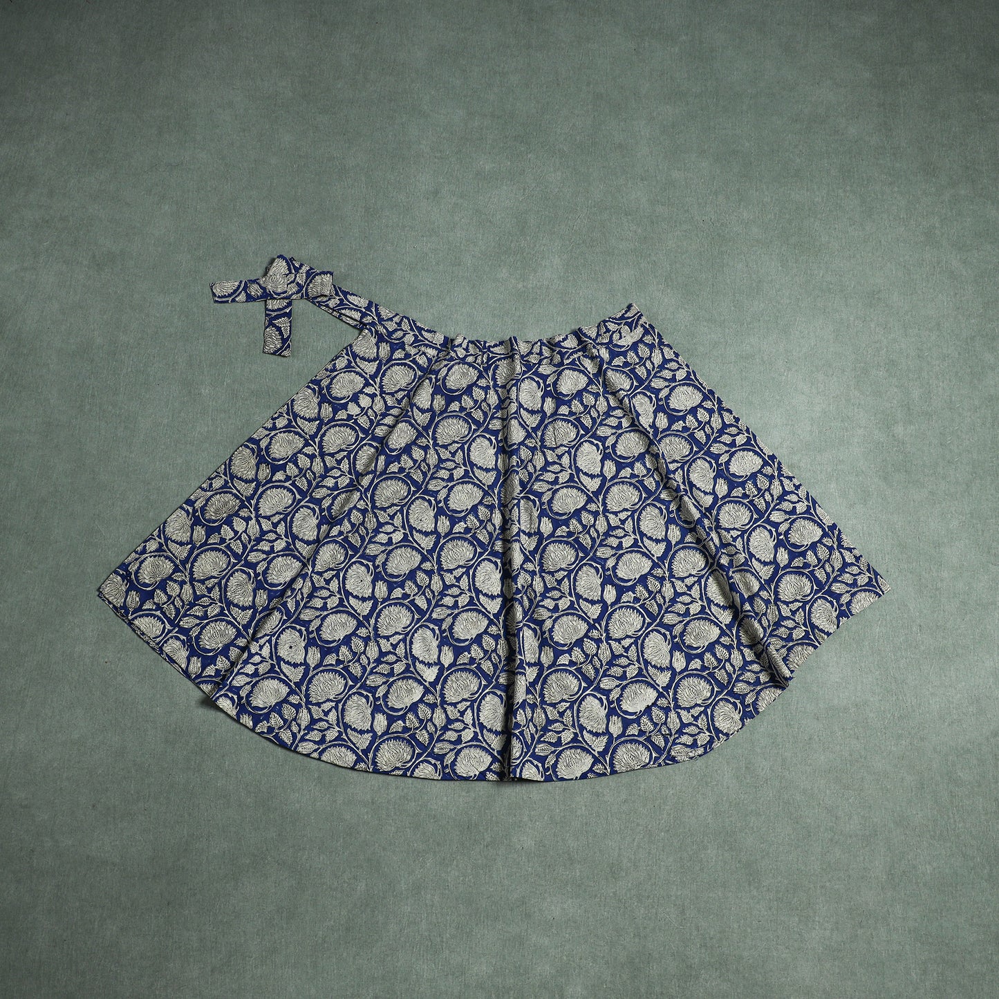 Bagru Hand Block Print Natural Dyed Cotton Wrap Around Skirt 01
