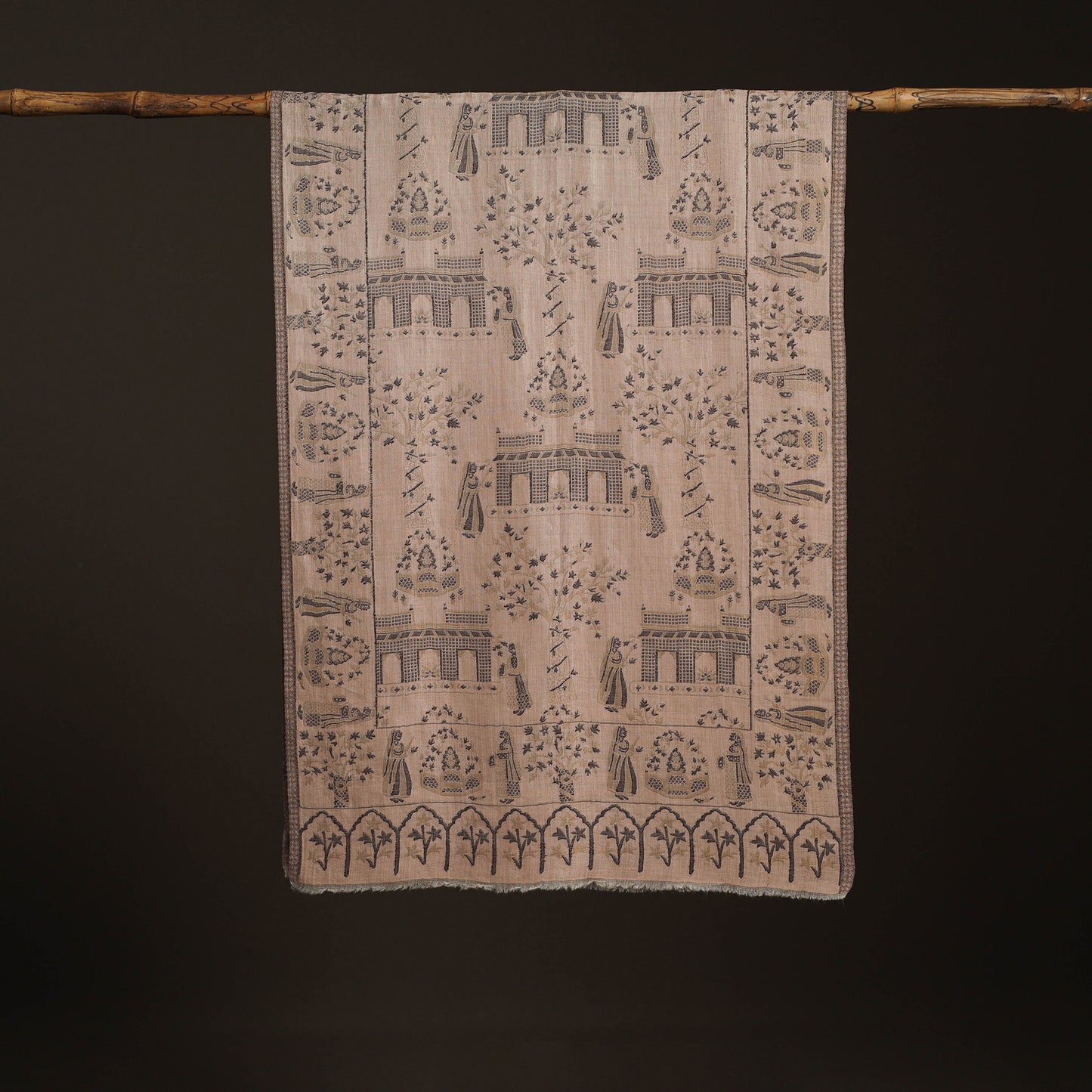 Kani Weave Zari Jaal Fine Wool Stole for Women 35