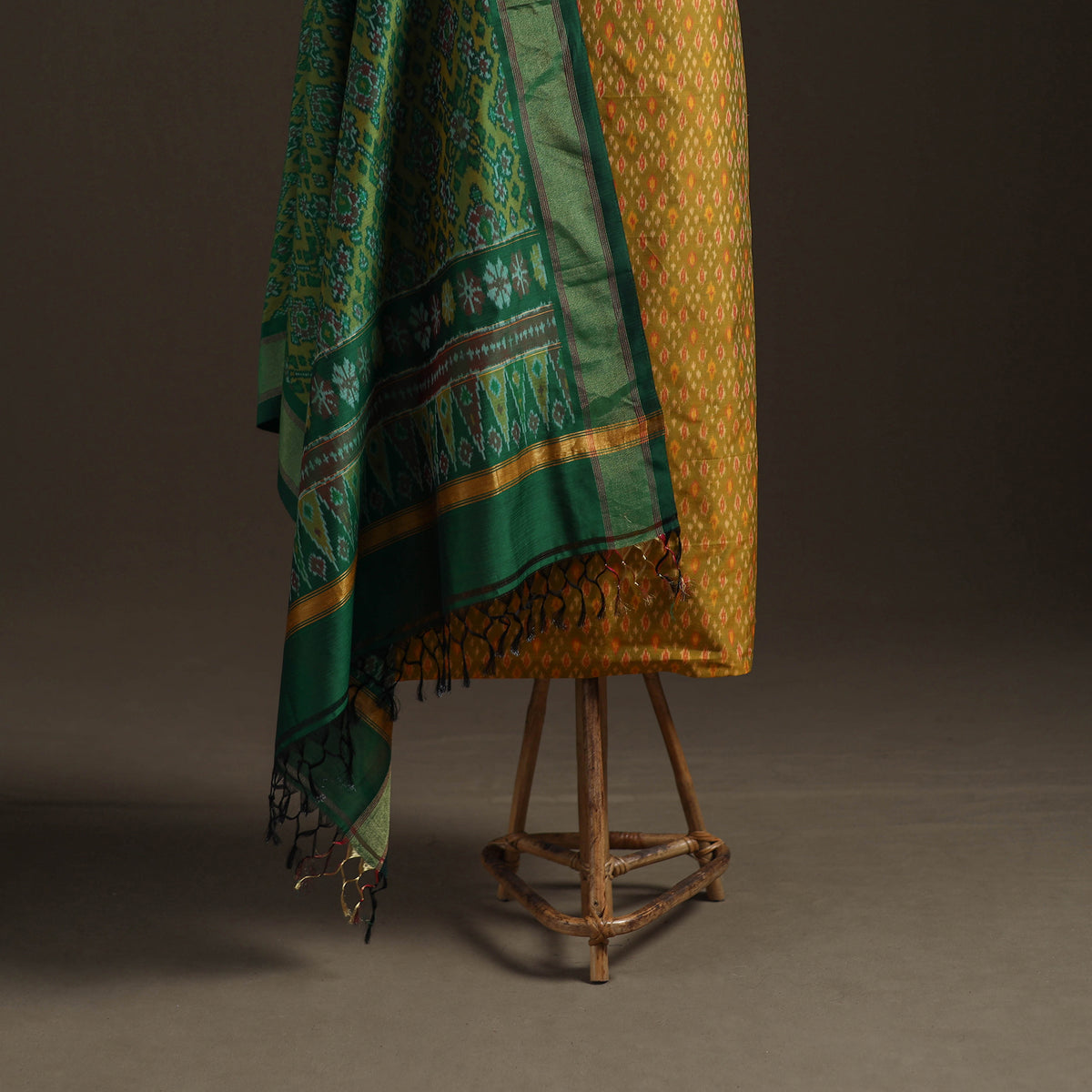 Pochampally Ikat Handloom Sico Unstitched Dress Material: Kurta with Dupatta 22