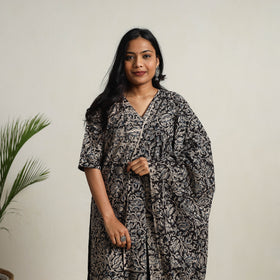 Black - printed cotton kalamkari kurta set 01 - handcrafted