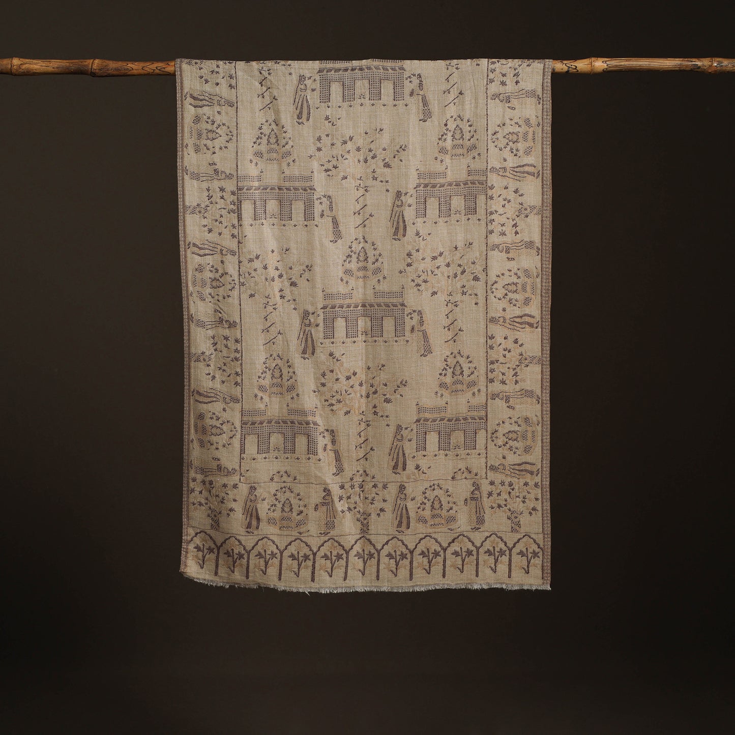Kani Weave Zari Jaal Fine Wool Stole for Women 34