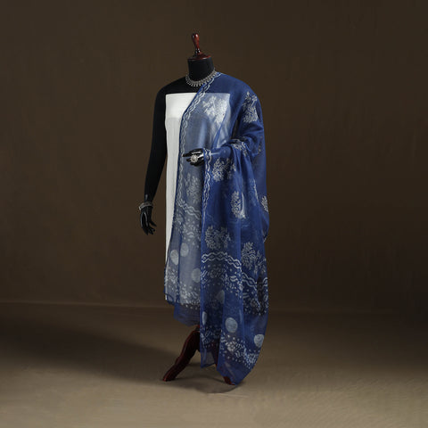 Akola Hand Block Print Natural Dyed Kota Doria Cotton Dupatta 32