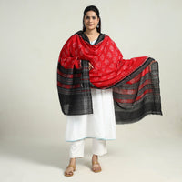 Red - Sambalpuri Ikat Weave Handloom Cotton Dupatta 11