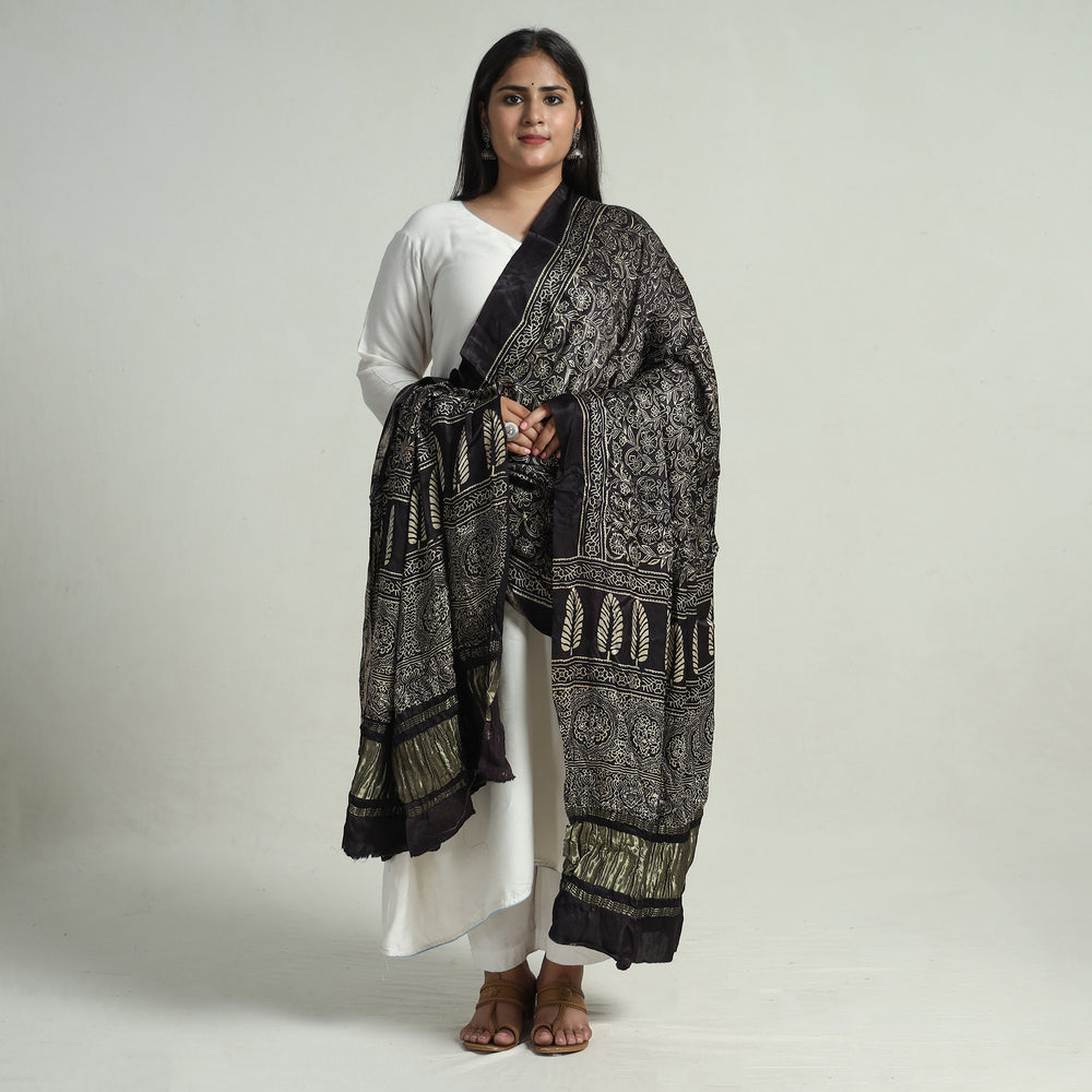 Ajrakh Silk Dupatta 