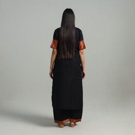  Black Cotton Dharwad Kurta Set with Palazzo & Dupatta