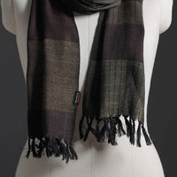 Black - Kumaun Handwoven Pure Merino Wool Scarf 230