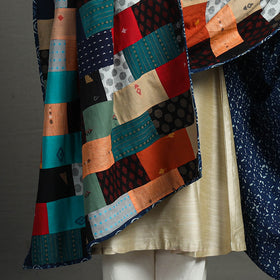Multicolor - indigo reversible patchwork cotton dupatta 26