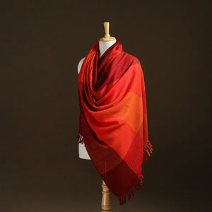 Orange - Kumaun Handwoven Pure Merino Wool Shawl 15