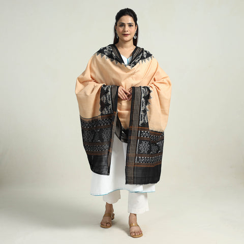 Beige - Sambalpuri Ikat Weave Handloom Cotton Dupatta 12