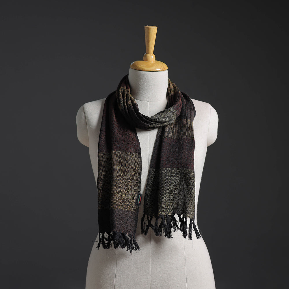 Black - Kumaun Handwoven Pure Merino Wool Scarf 230