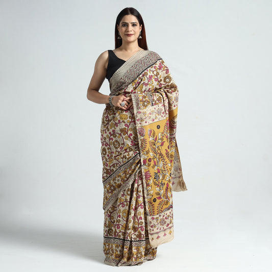 Kalamkari Printed Cotton Saree with Blouse Piece 21
