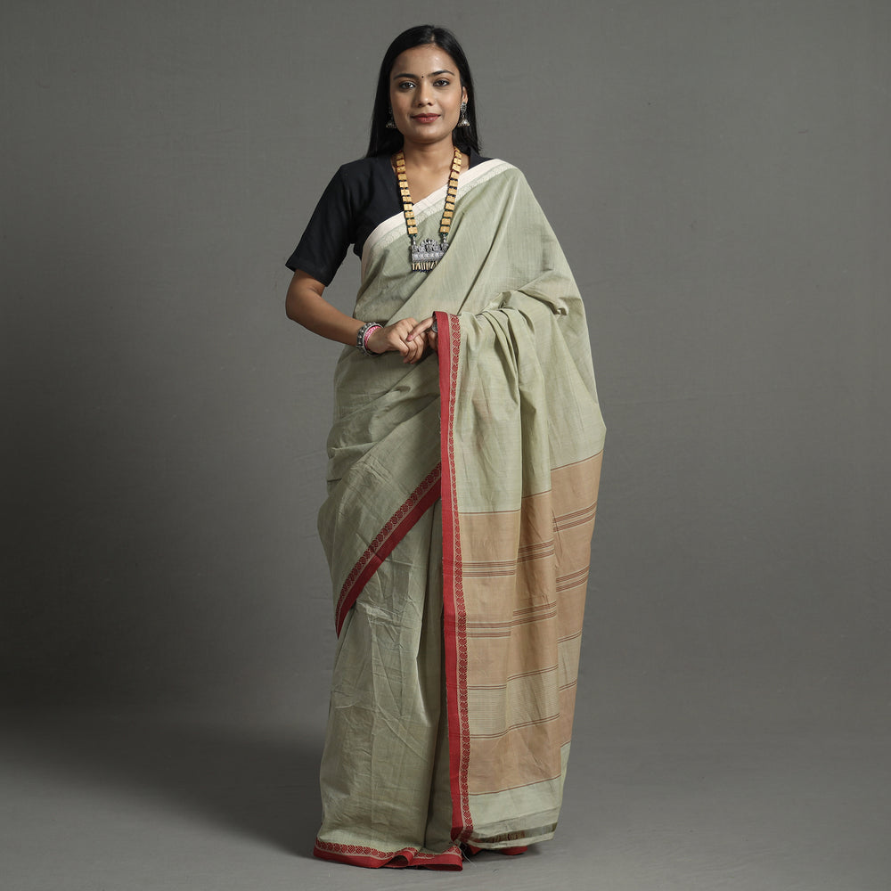 Green - Pure Handloom Natural Dyed Dobby Cotton Saree 2