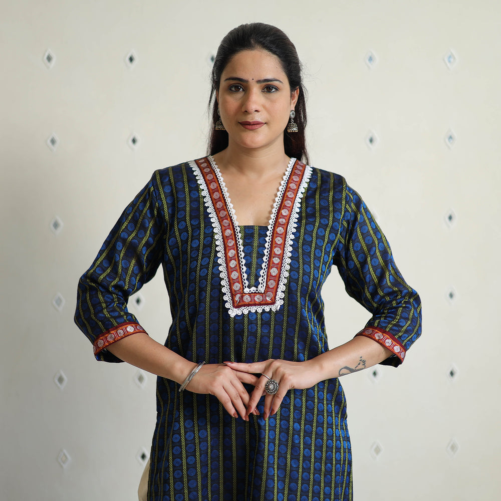 Blue - Traditional Cotton Khun Straight Kurta for Women 23