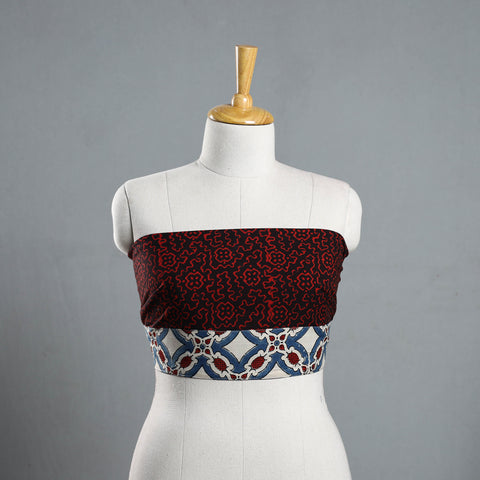 Red - Pipad Block Printed Cotton Blouse Piece 124