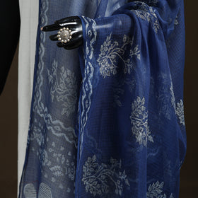 Blue - Akola Hand Block Print Natural Dyed Kota Doria Cotton Dupatta 32