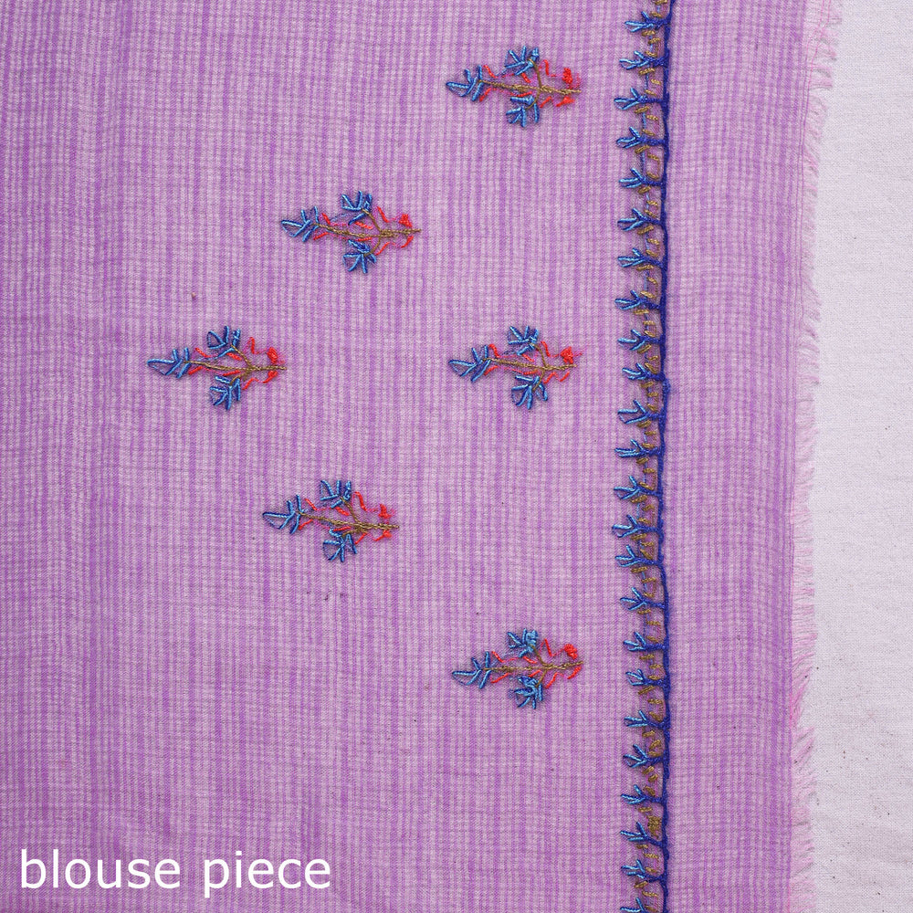 Purple - Kashidakari Hand Embroidery Pure Kota Silk Saree with Zari Border 03