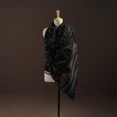 Kutch Bandhani Handwoven Neran Hand Embroidery Merino Wool Shawl 50