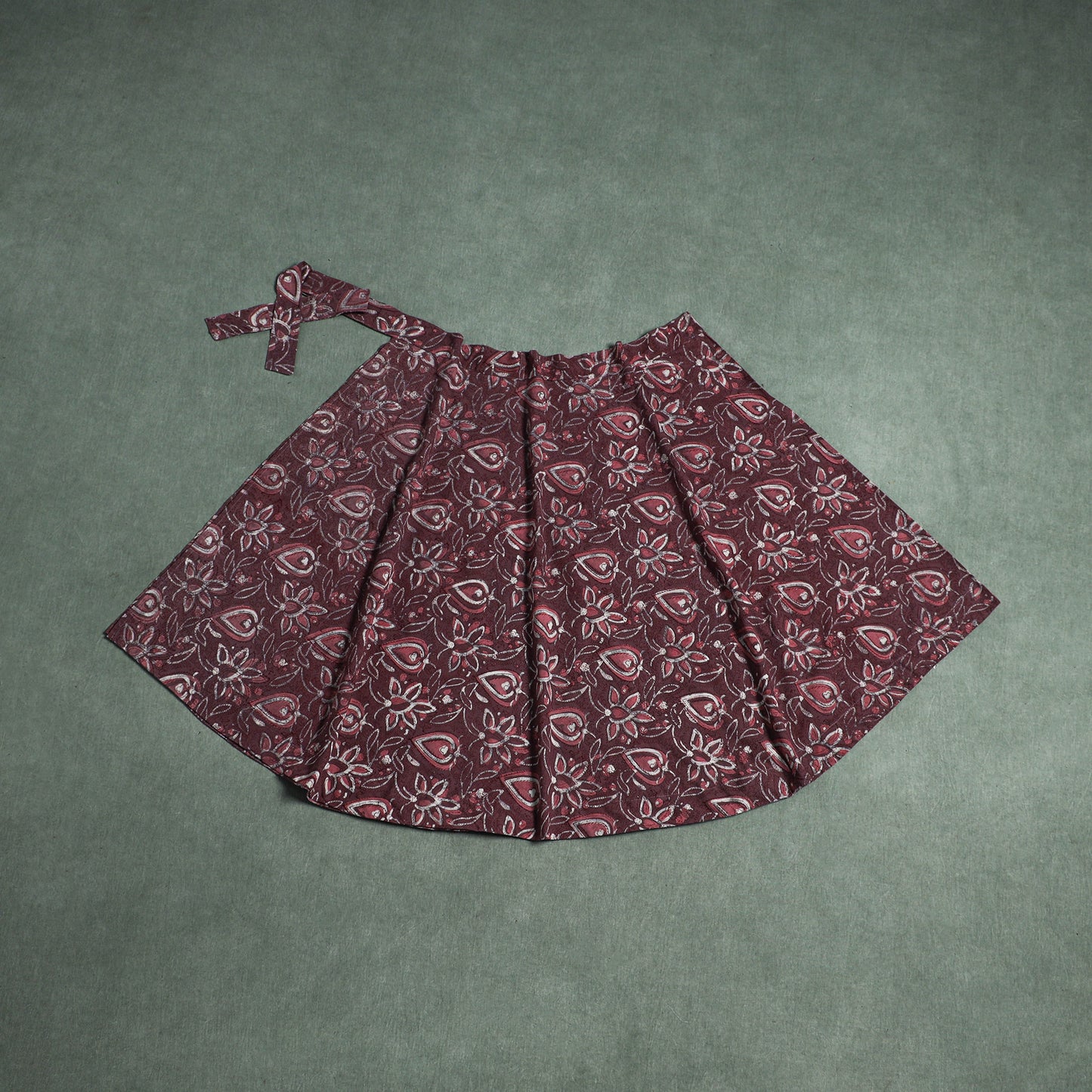 Bagru Hand Block Print Natural Dyed Cotton Wrap Around Skirt 04