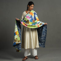 Multicolor - Indigo Reversible Patchwork Cotton Dupatta 27