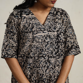 Black - printed cotton kalamkari kurta set 01 - handcrafted