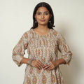 Pedana Kalamkari Block Print Cotton Pintuck Kurta For Women