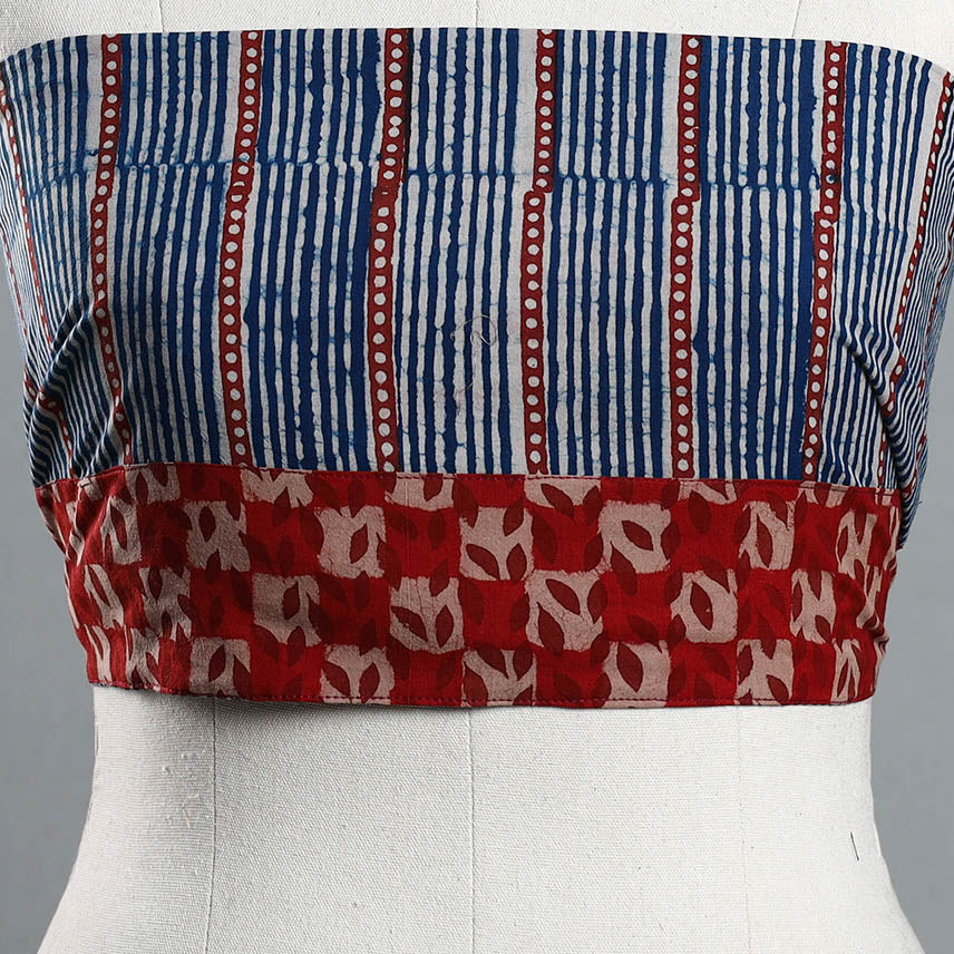 Blue - Pipad Block Printed Cotton Blouse Piece 126