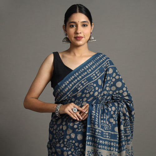 block printed saree