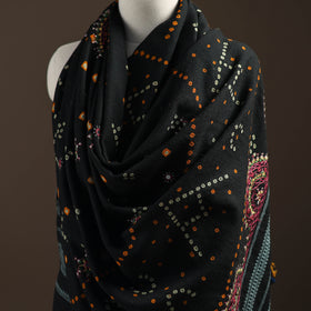 Kutch Bandhani Handwoven Neran Hand Embroidery Merino Wool Shawl 50