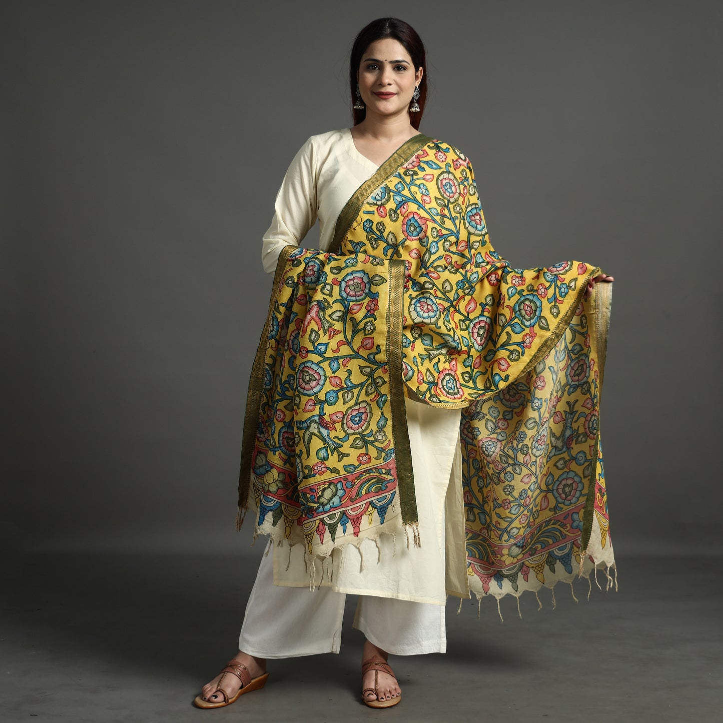 Kalamkari Handpainted Dupatta