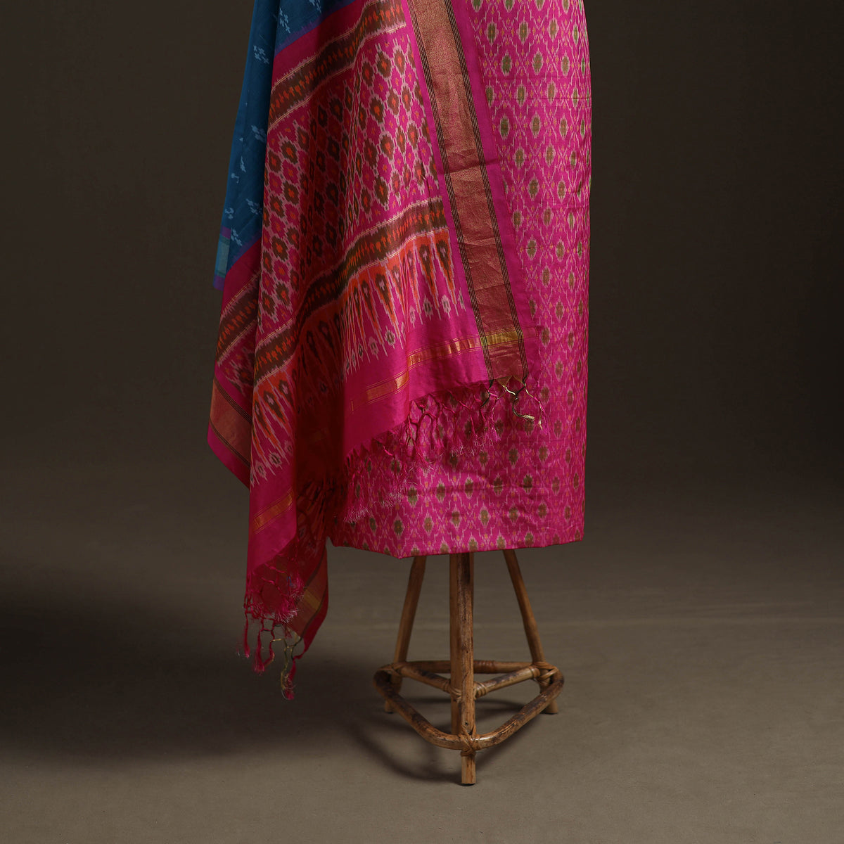 Pochampally Ikat Handloom Sico Unstitched Dress Material: Kurta with Dupatta 23