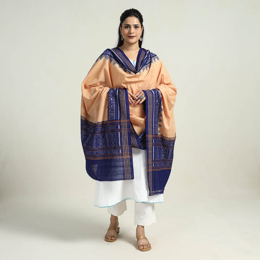 Beige - Sambalpuri Ikat Weave Handloom Cotton Dupatta 13