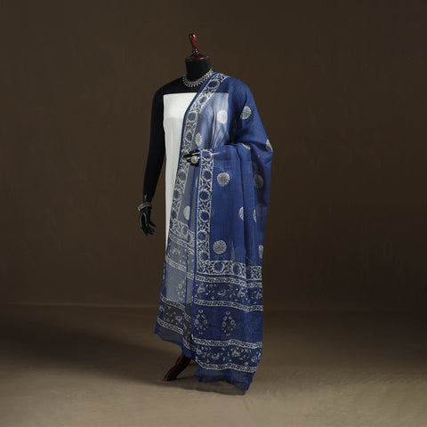 Akola Hand Block Print Natural Dyed Kota Doria Cotton Dupatta 33