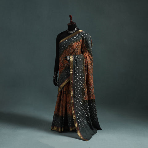 Kutch Tie-Dye Shibori Bandhani Cotton Saree with Blouse Piece 22