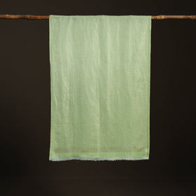 Green - Zari Chevron Pattern Fine Wool Stole for Women 30