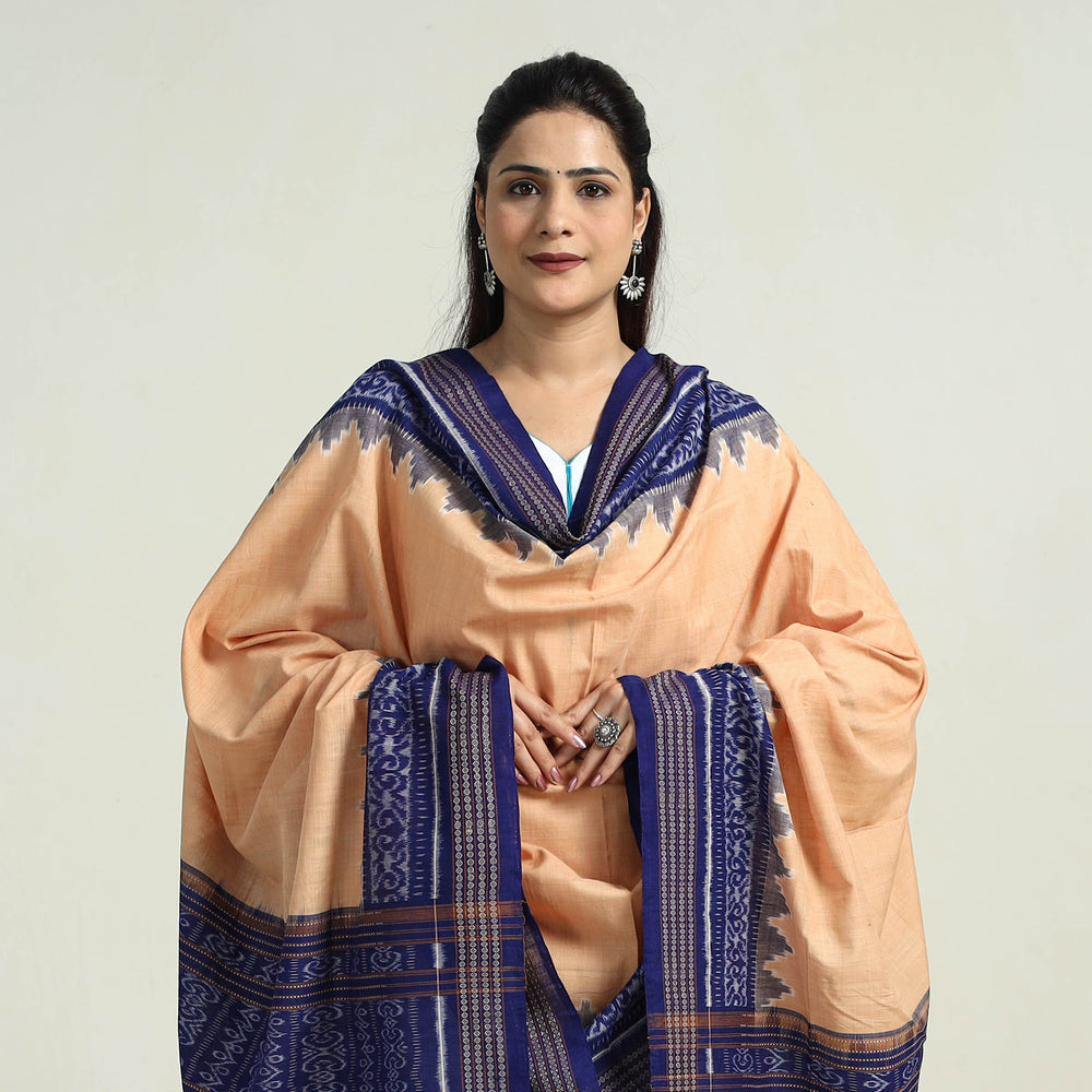 Beige - Sambalpuri Ikat Weave Handloom Cotton Dupatta 13