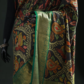 Kanjeevaram Pure Handloom Mulberry Silk Handpainted Srikalahasti Pen Kalamkari Saree with Zari Work 21