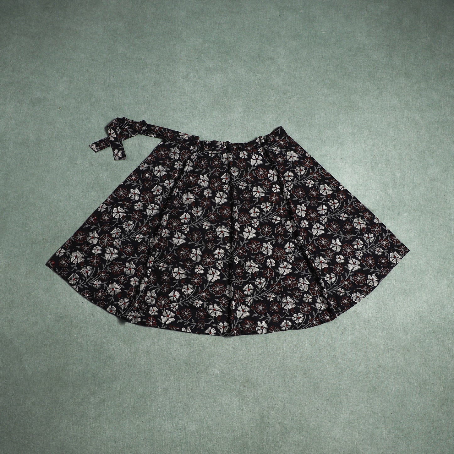 Bagru Hand Block Print Natural Dyed Cotton Wrap Around Skirt 06