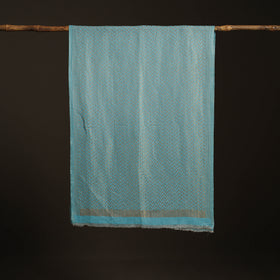 Blue - Zari Chevron Pattern Fine Wool Stole for Women 29
