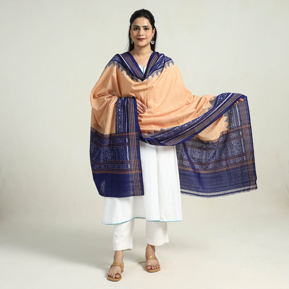 Beige - Sambalpuri Ikat Weave Handloom Cotton Dupatta 13