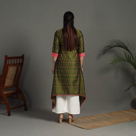 Buy Green Mercerised Cotton A-Line Pochampally Ikat Kurta
