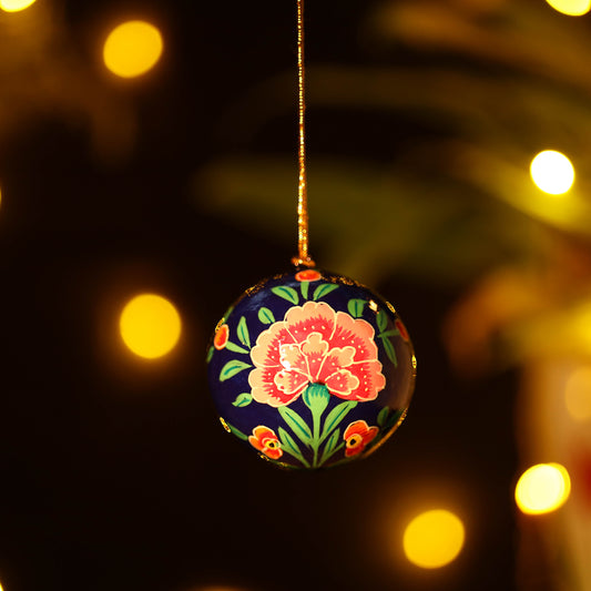 Ball - Kashmir Handpainted Papier Mache Christmas Ornament (3 Inches)