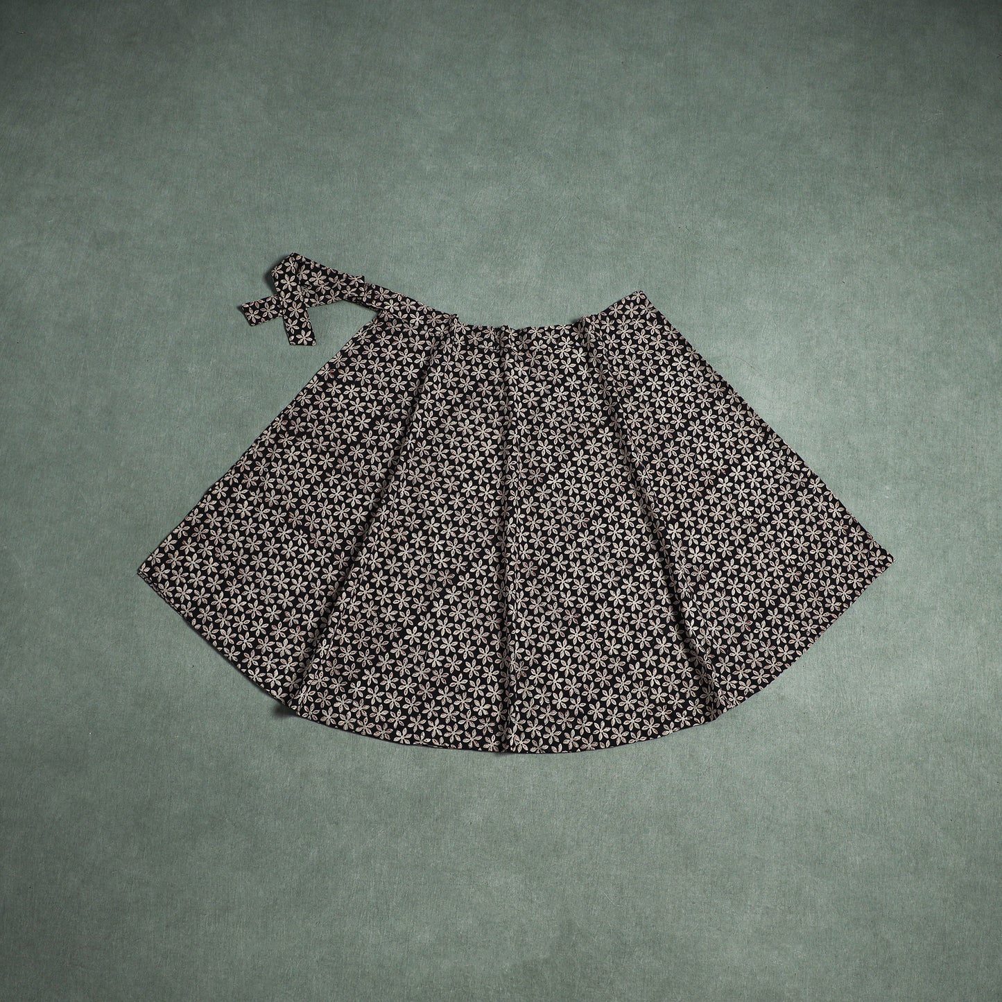 Bagru Hand Block Print Natural Dyed Cotton Wrap Around Skirt 07