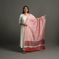 Pink - Block Printed Chanderi Silk Sanganeri Dupatta 52