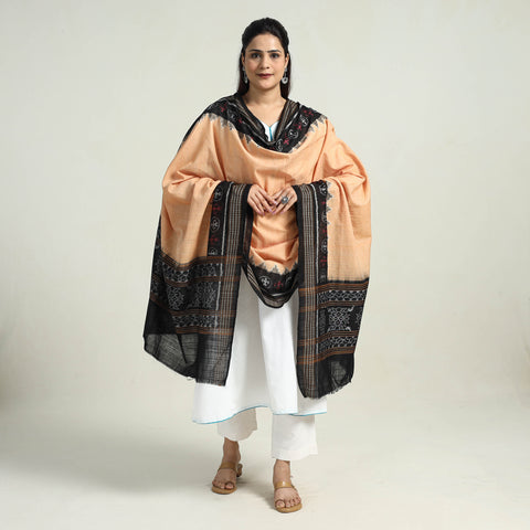 Beige - Sambalpuri Ikat Weave Handloom Cotton Dupatta 14