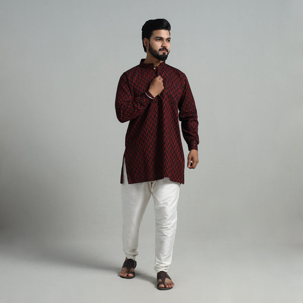 Cotton Short Jacquard Kurta for Men 01